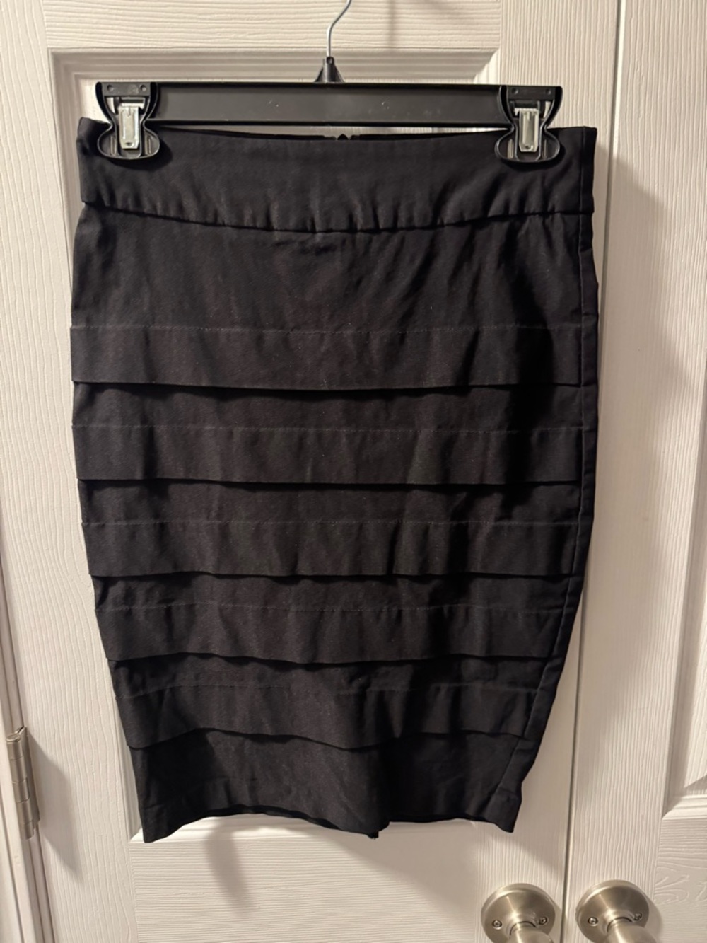 Wet Seal Black Tiered Midi Pencil Skirt